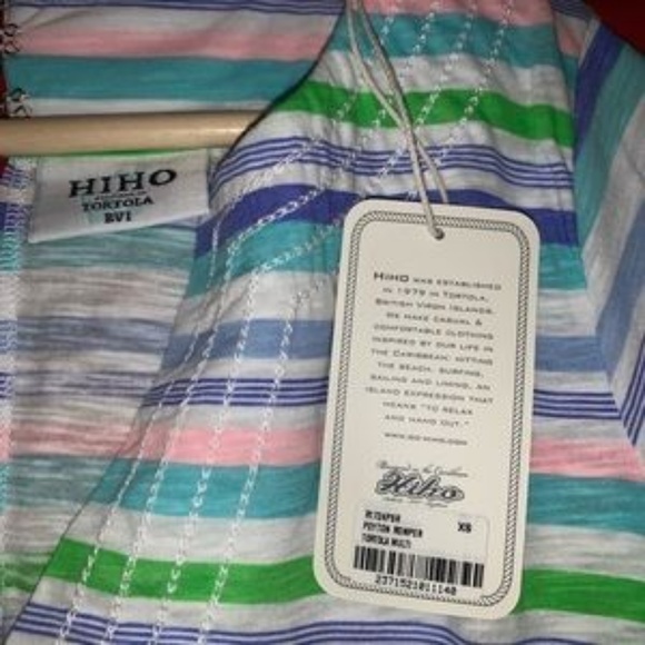HiHo Peyton Romper beach wear coverup blue green white and pink Multi-stripe XS - Picture 8 of 8